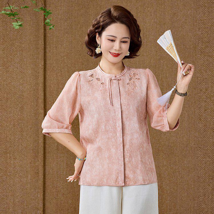 Summer 2026 Chic Chinese Style Shirt: Age-Defying Fashion for Middle-Aged & Elderly Women 4XL