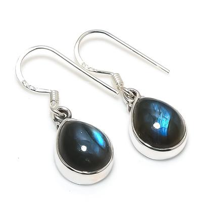 Natural Labradorite Gemstone 925 Solid Sterling Silver Gift Earring 1.25" I4i06