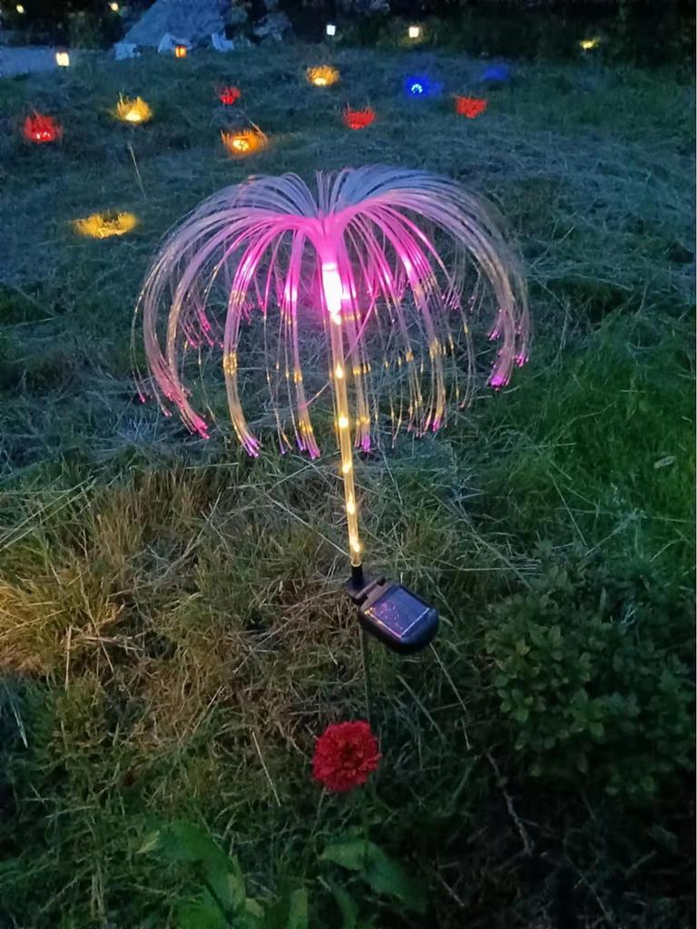 Solar LED Fiber Optic Jellyfish Lamp - Seven-Color Outdoor Double-Layer Courtyard Light