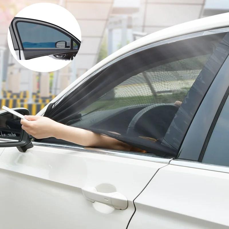 Car Sunshade Curtains Side Window Shades SUV Curtains Protection Repellent Mosquito Mesh Net Sunshade Black Auto Accessories