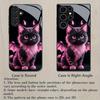 Cute Devil Cat Pattern Glass Phone Case Suitable for Samsung GalaxyS26 S25 S24 S22 S21 S20FE/Ultra/Plus Dustproof and Shockproof