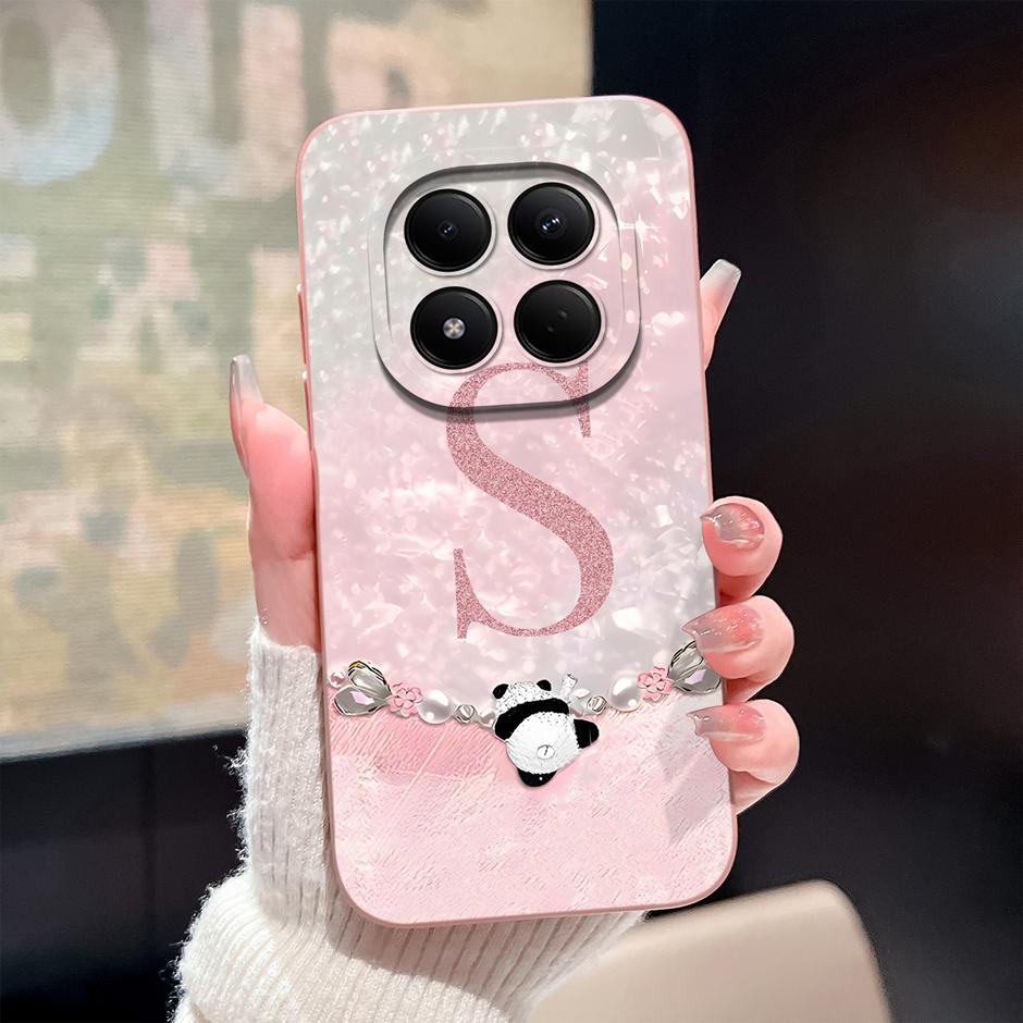 For Redmi Note 15 Pro 4G 5G Phone Cases Cute Panda 26 Letters Shockproof Soft Liquid Silicone Cover For RedmiNote15 15Pro Fandas