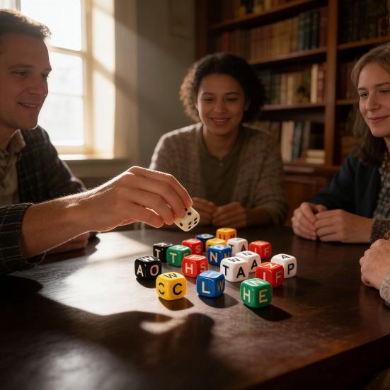 60Pcs/Set Dice Word Game Brain Exercise Scrambled Crossword Dice Game 1-5 Players Travel-Friendly Dice Board Game