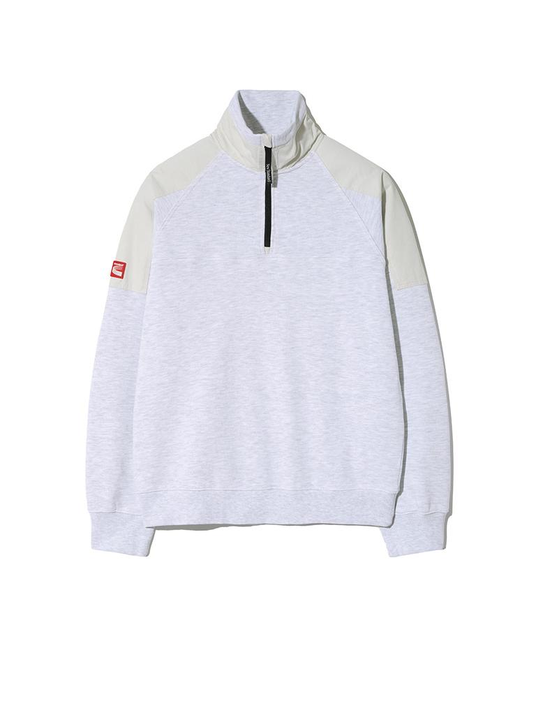 Gijunmaen Half Zip-Up Pullover Melange White