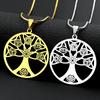Yoga Hollow Tree of Life 7 Chakras Pendant Necklace for Women Men Stainless Steel Sacred Geometry Reiki Healing Chain Jewelry
