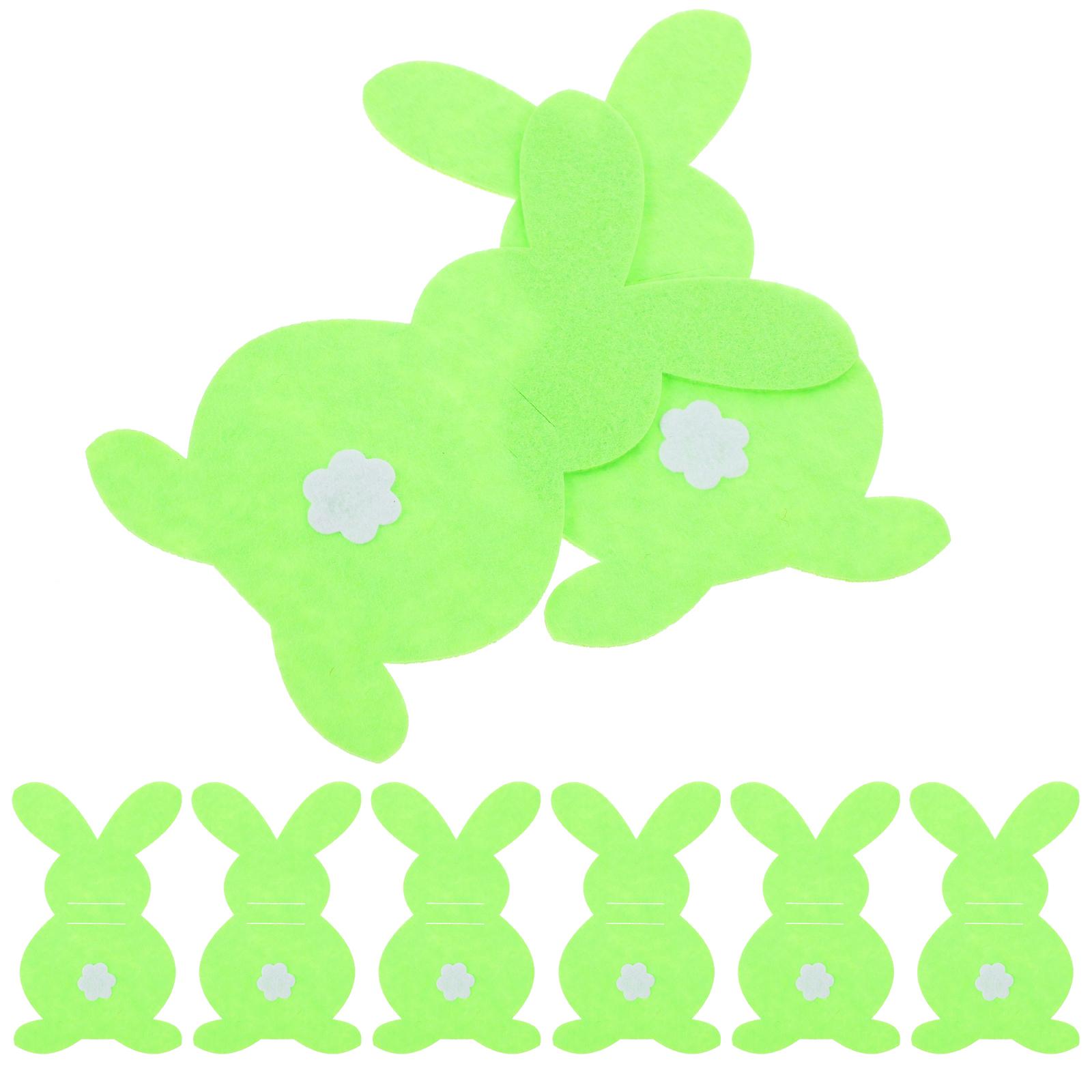 

8pcs Bag Easter Elements Cutlery Pouch Rabbit Shaped Non Woven Fabric Easter Napkin Holder Knife Fork Banquet Decor зелений