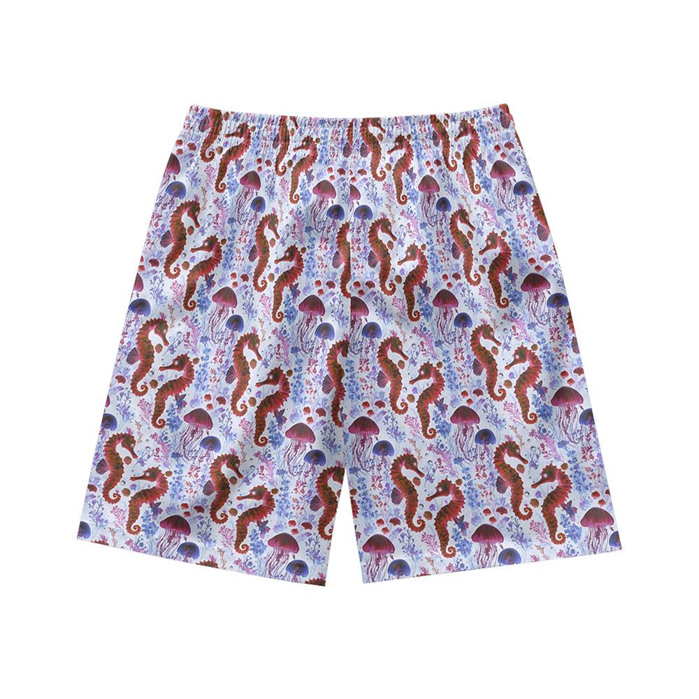 Creature Marine Europee e Americane Elementi Floreali Pantaloncini Casual da Uomo Pantaloni da Spiaggia