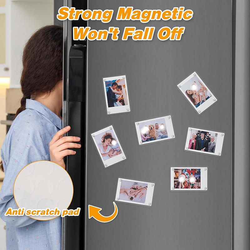 1/6Pcs Transparent Acrylic Photo Frames Universal Double Sided Magnetic Picture Frame Wall Mount for Home Decor Living Room Display Hold Family Photos