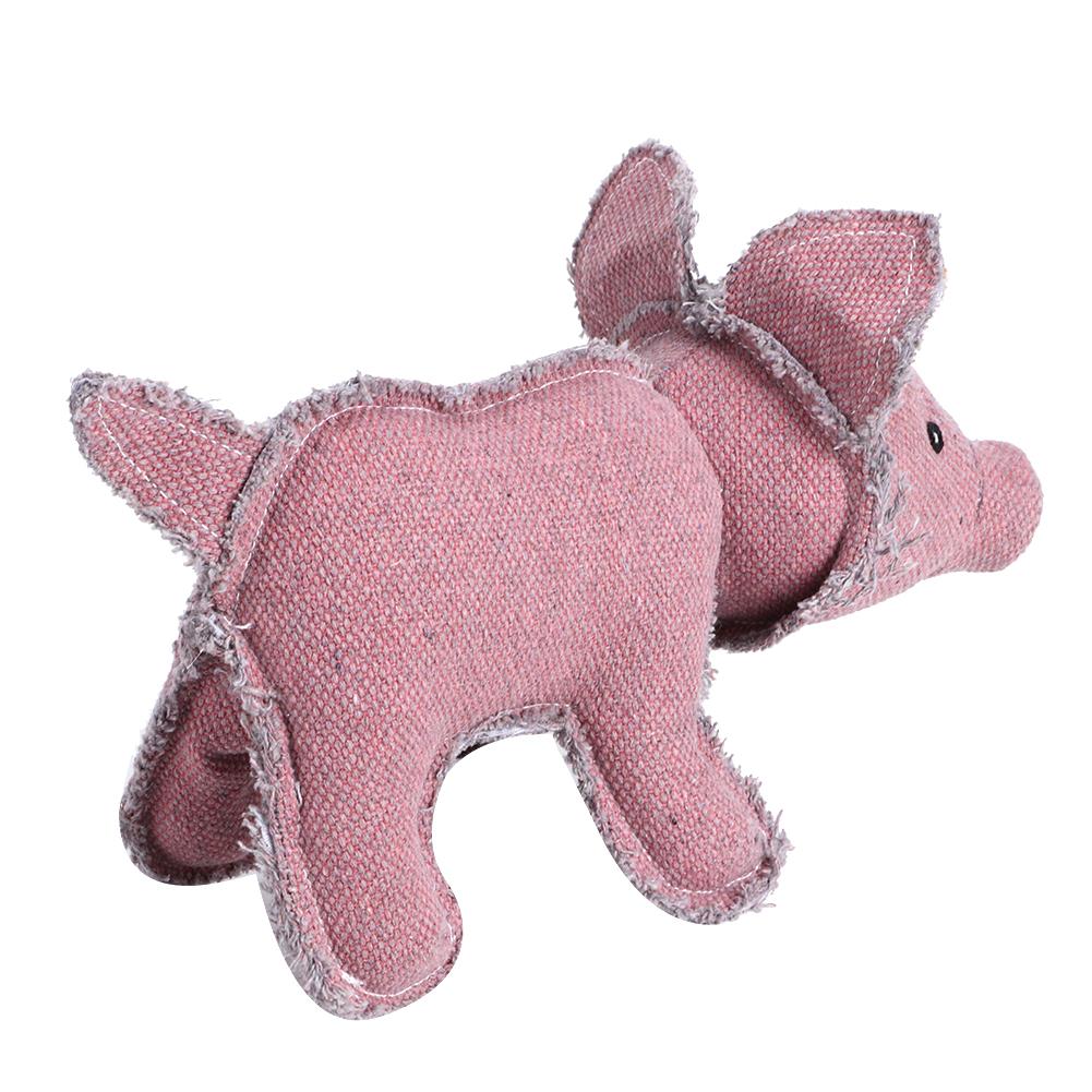 Pet Soft Canvas Fill Cotton Red Pig Shape Teeth Grinding Molar Chewing Biting Interactive Training Toy for Dogs