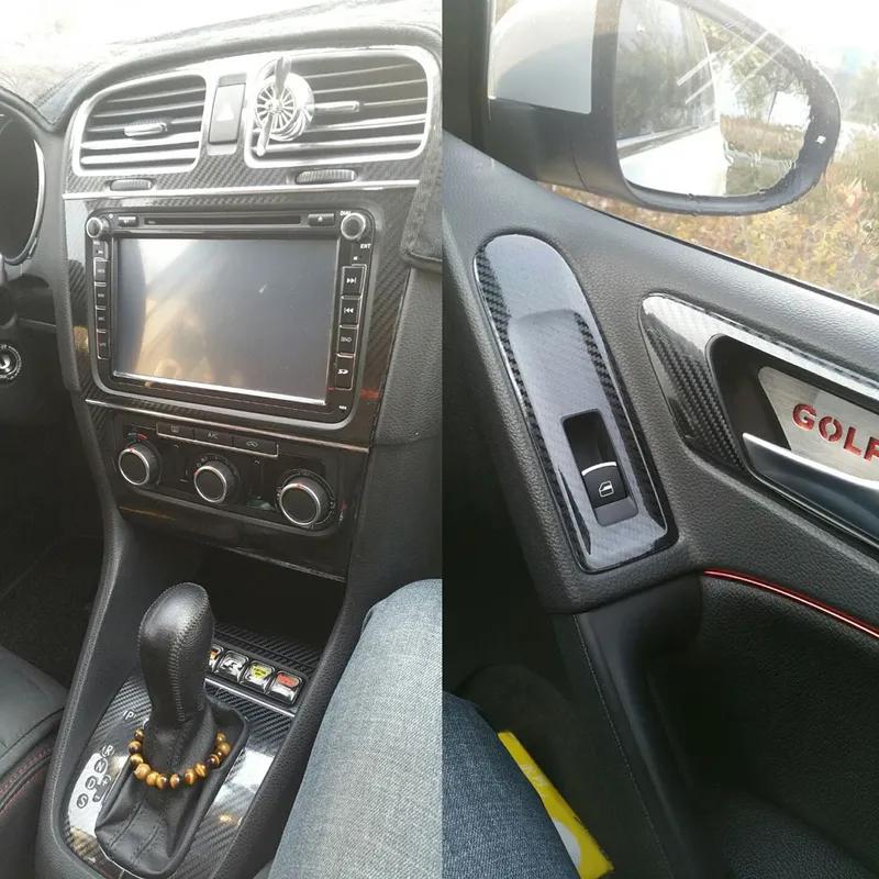 Car-Styling 5D Carbon Fiber Car Interior Center Console Color Change Molding Sticker Decals For Volkswagen VW Golf 6 GTI MK6 R20