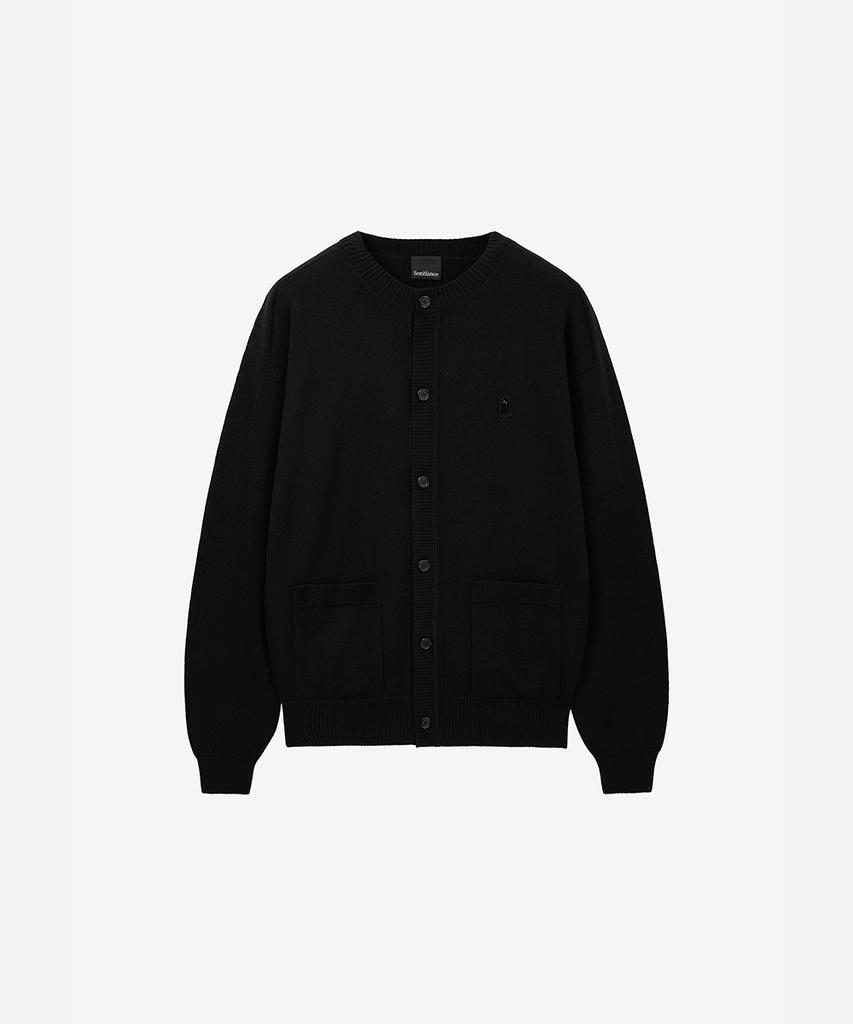 Ziosongzio Semblance Whole Garment Collarless Cardigan Black Zi2Kt801Bk