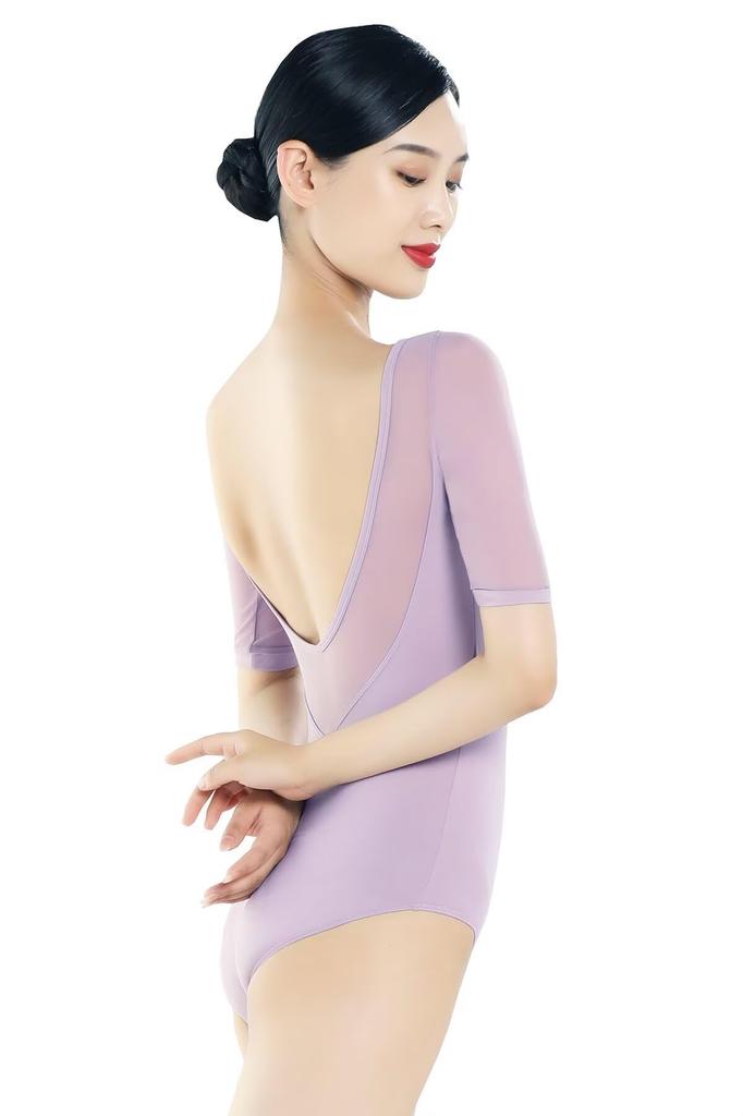Sleeve Stretch Popular Adult Ballet Size 160 [s.lemon] 5/8 Leotard, Tulle, Leotard, Junior, 9296, Purple,