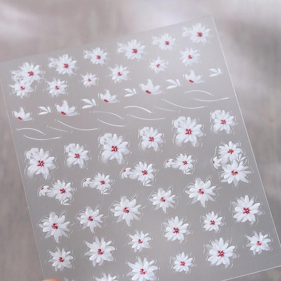 1pcs 5D Bronzing Shininy Pink Sakura Nail Art Stickers Flower Self-Adhesive Nail Decorations Decals Accessories