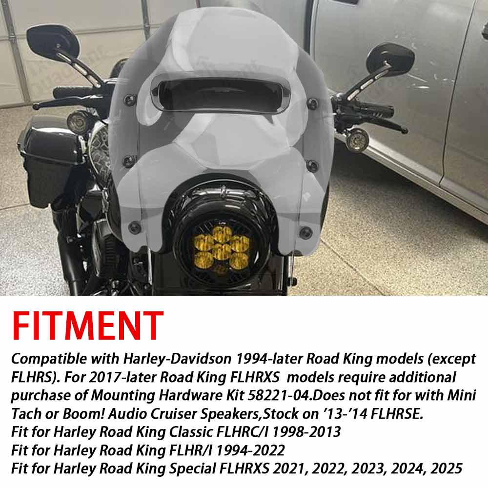 Motorcycle Part Wind Splitter Vented Windshield Fairing Wind Deflector Windscreen For Harley Road King Classic FLHRC/I 1998-2013