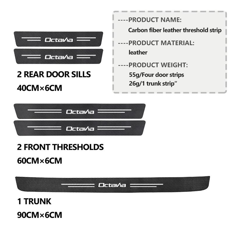 rjhwp8 Car Door Sill Scuff Plate Decor Carbon Fiber Stickers For Skoda Karoq RS Superb Fabia Rapid VRS Octavia 2 3 Kamiq