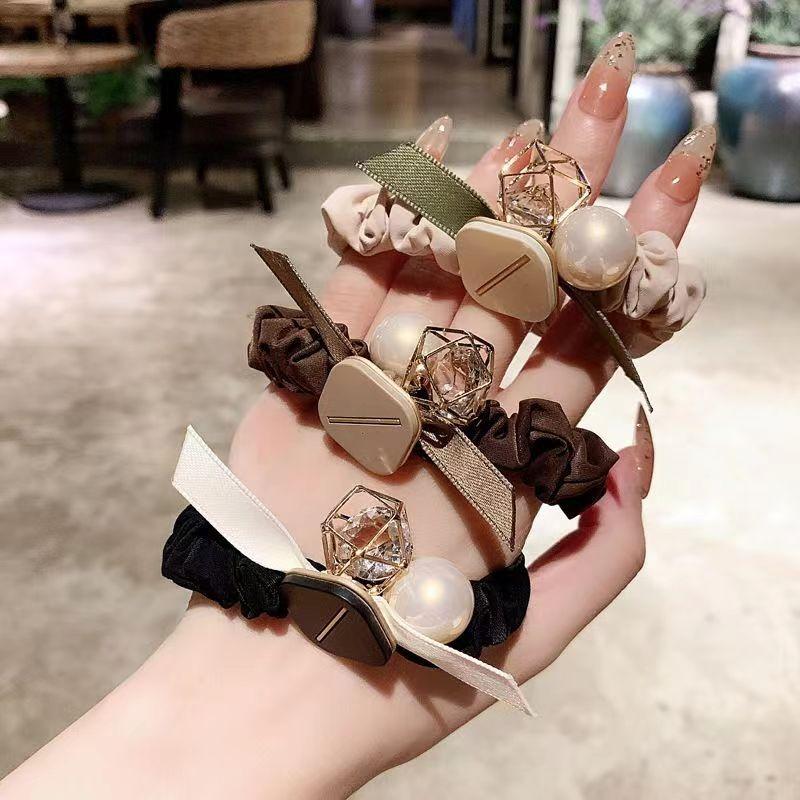 Pearl Large Intestine Hair Rope Vintage Korean Style High Elastic Ponytail Holder Rubber Band Women Girls Hair Ropes Daily Use