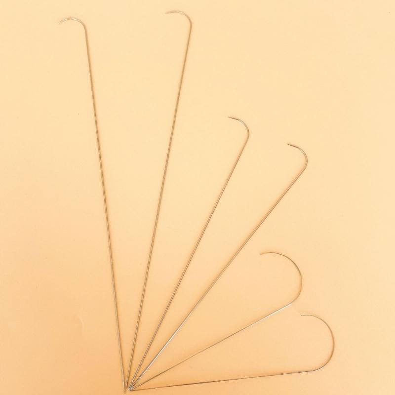 10Pcs Large Eye Beading Needle with Curved and Straight Handle, Stainless Steel Curved Beading Needle for Bead Spinner