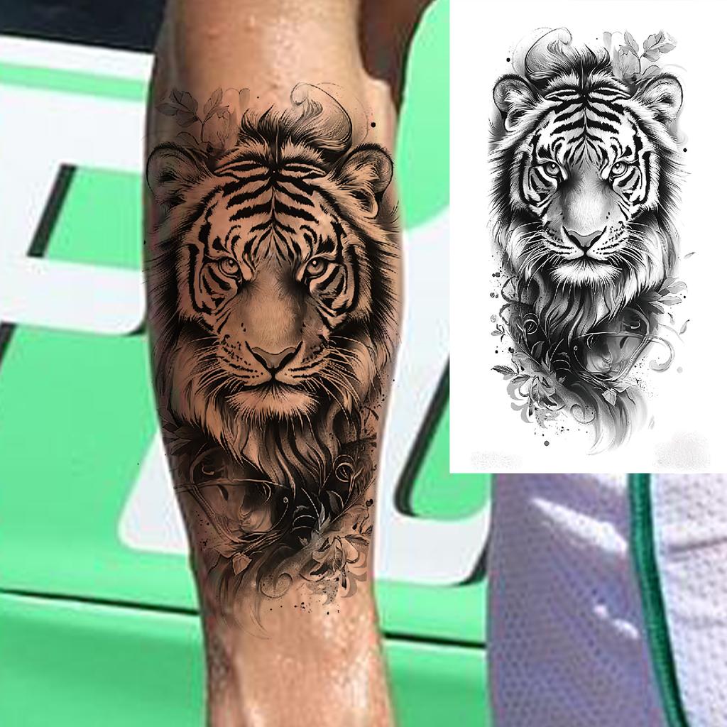 1 Sheet Wolf Tiger Astronaut Dragon Skeleton Temporary Tattoos For Women Men Adults Fake Skull Flower Tattoo Sticker Waterproof
