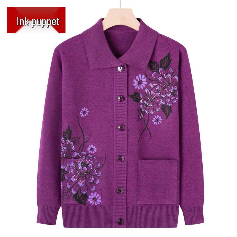 MoOu 2025 Women s Loose Knit Cardigan Sweater with Lapel Pockets 2XL