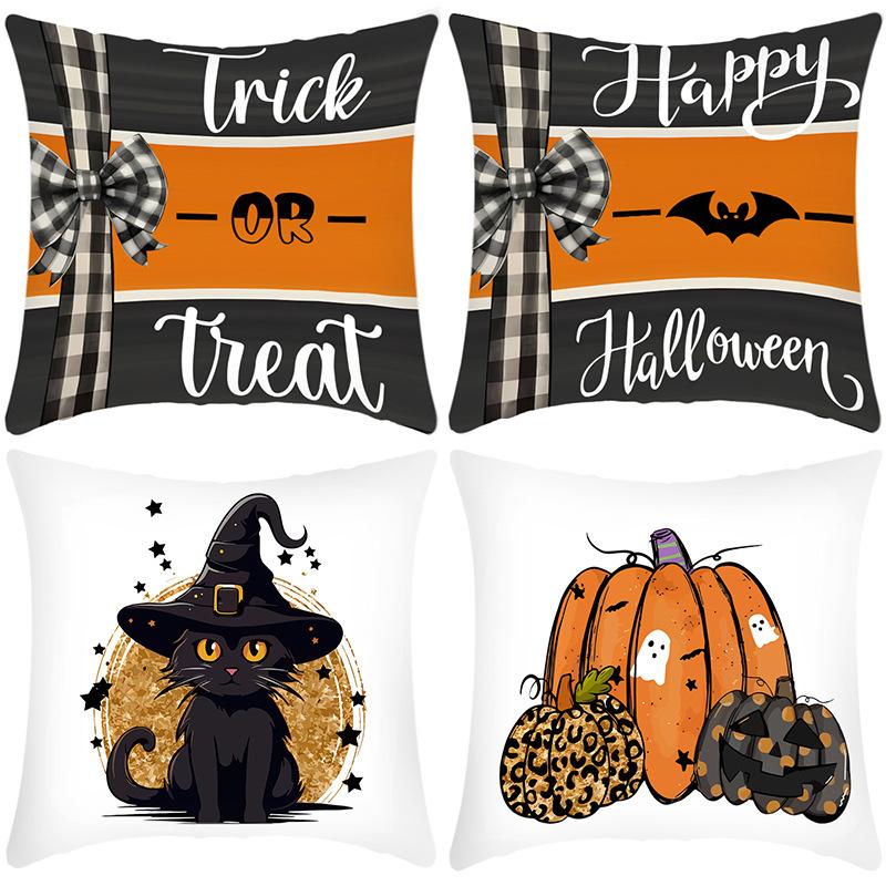 

Halloween Pillows Popular Home Fun Square Witch Cat Pumpkin Party Decoration Pillow Case 45 * 45Cm pillowcase