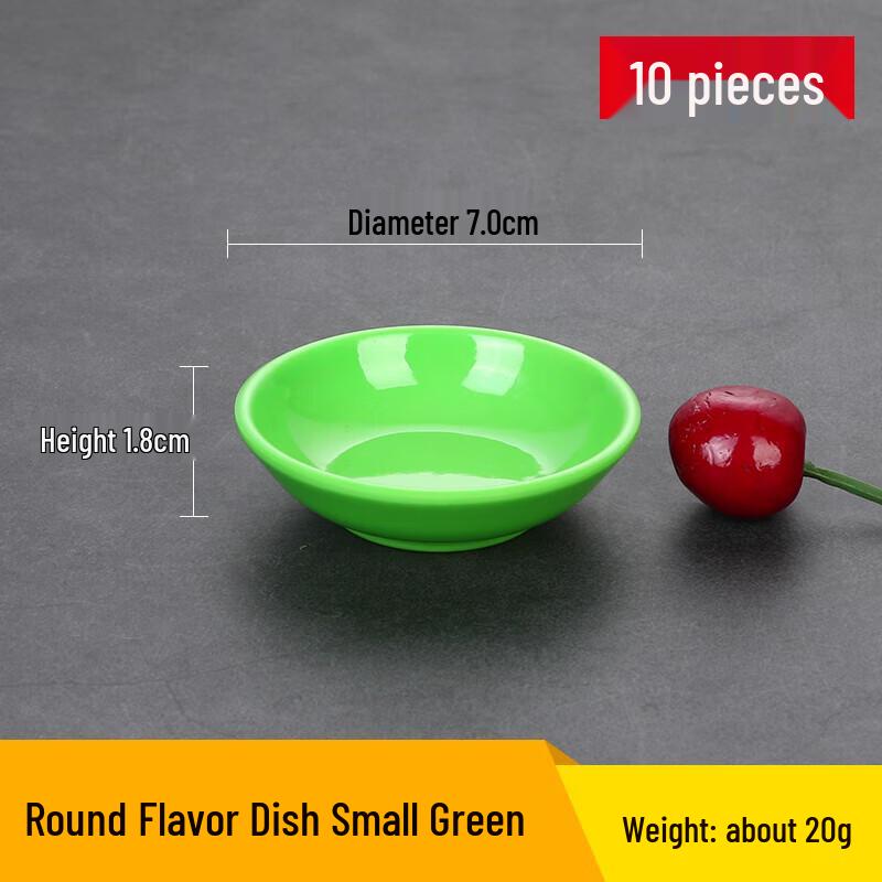 Small Green Round Melamine Dipping Sauce Dishes (10-Pack)