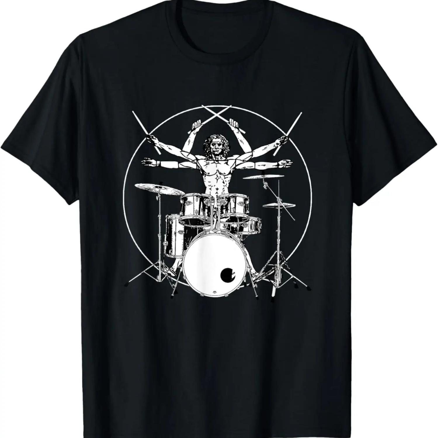 

Drums Gift Drum Da Vinci Vitruvian Man T-Shirt XXXXXL чёрный