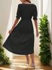 2025 European & American Summer Women's V-neck Solid Color Waist-cinching Dress