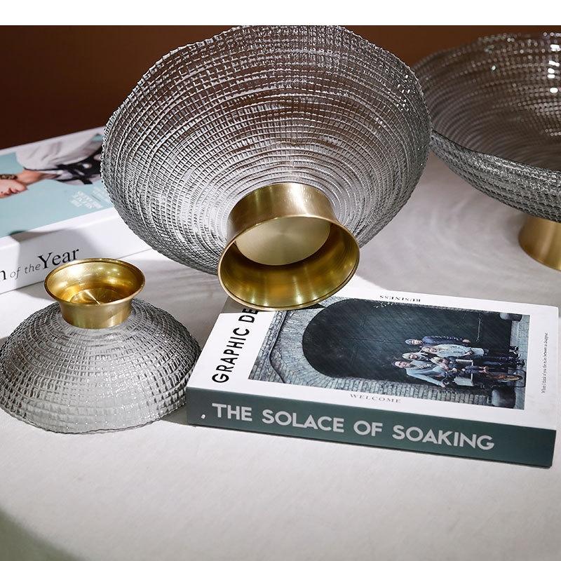 Modern Luxury Glass Fruit Plate European Pallet Decoration Home Living Room Candy Snack Tray Decorative Tableware