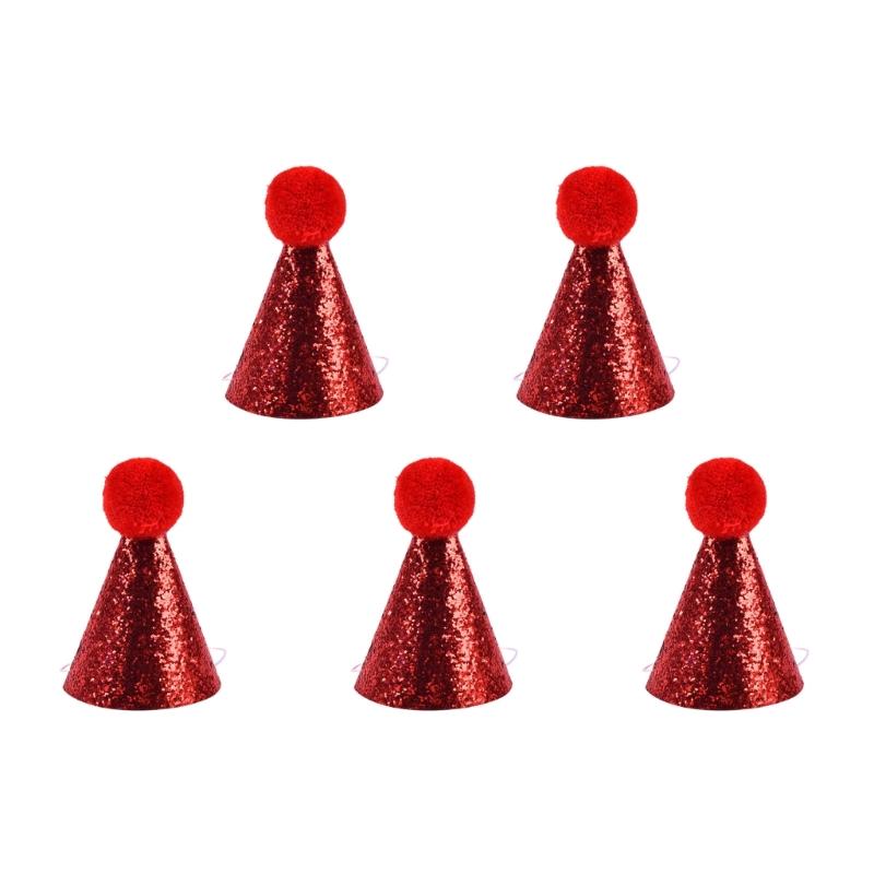 Birthday Pet Hat Dog Cats Headgear Birthday Costume Glittering Hat Studded Pompoms Dog Christmas Hat