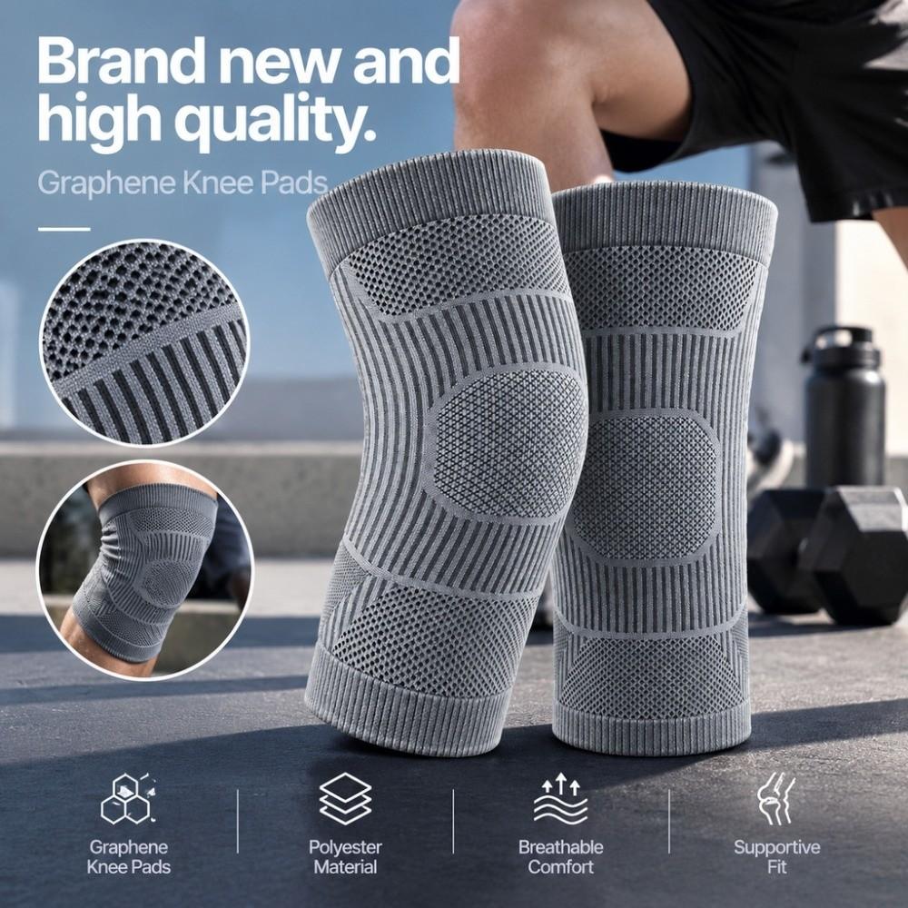 1Pair Breathable Graphene Knee Pads Non-Slip Knee Protective Cover for Middle-aged and Elderly