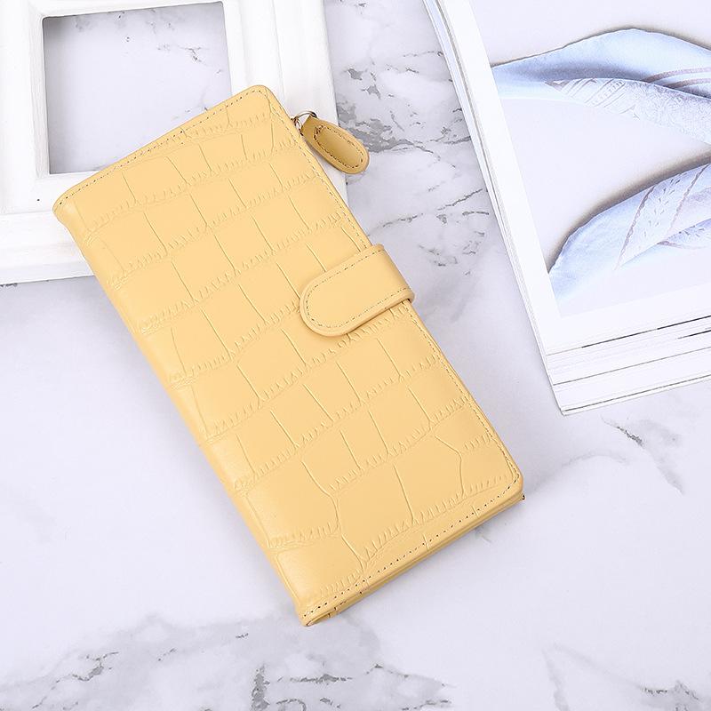 

Кошелек женский длинный однотонный простой высококлассный многокарточный большой вместимости на кнопке и молнии студенческий кошелек клатч жёлтый