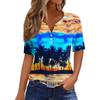 Women's T Shirt Print Button Short Sleeve Daily Weekend Fashion Basic V- Neck Regular Top