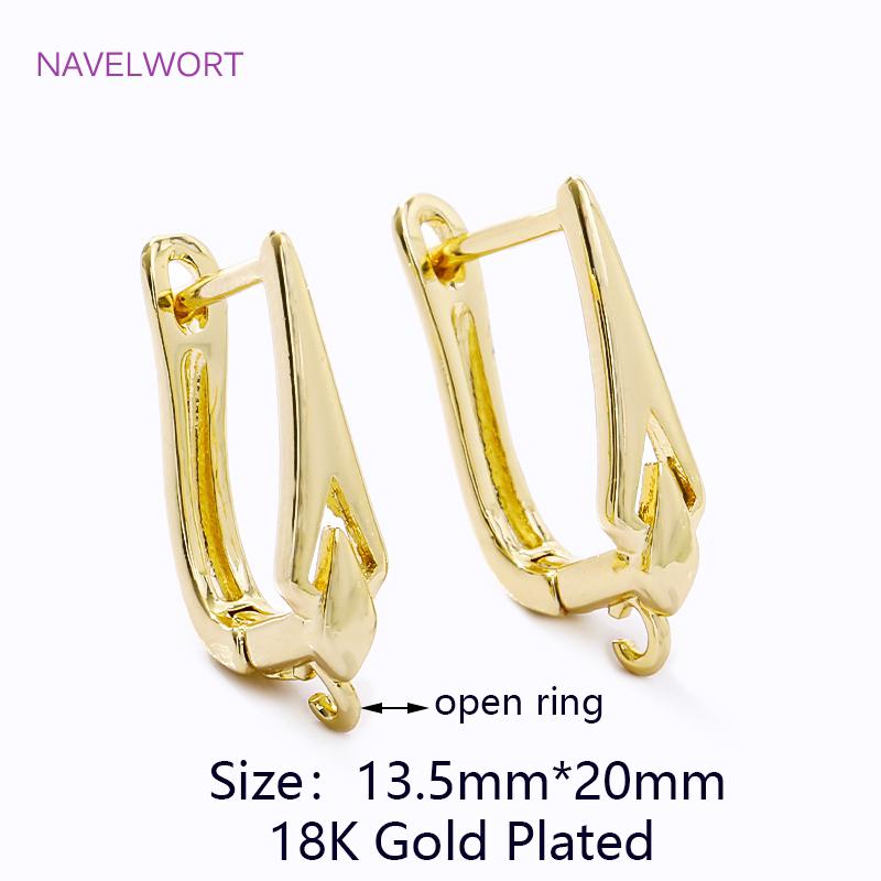 

18K Gold Plated Brass Earring Clasps Hooks Shvenzy Earwire Fastener Findings For DIY Fashion Women Earrings Making Accessories 2 pieces