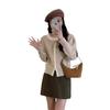 2025 Spring and Autumn Korean New Sweet Knitted Cardigan Gentle Wind Lace-up Bow Color Matching Sweater Jacket Women