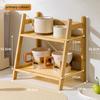 Countertop Organizer 2 Layer Coffee Cup Holder Multipurpose Bamboo Storage Shelf for Hotel Apartment Dressing Table Kitchen Home