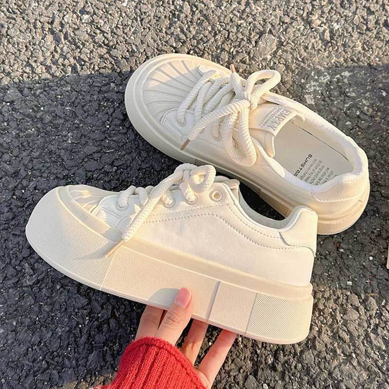 Shell Head Board Shoes Women's Platform Heightening White Shoes Spring New Shoes Versatile Niche Trendy Casual Women's Shoes