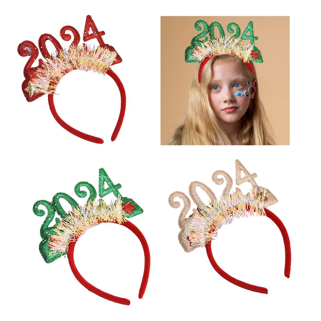 Adult Teens New Year Hairband Tinsel Sequins Letter Headband Carnivals Hair Hoop Christmas Taking Photos Headpiece