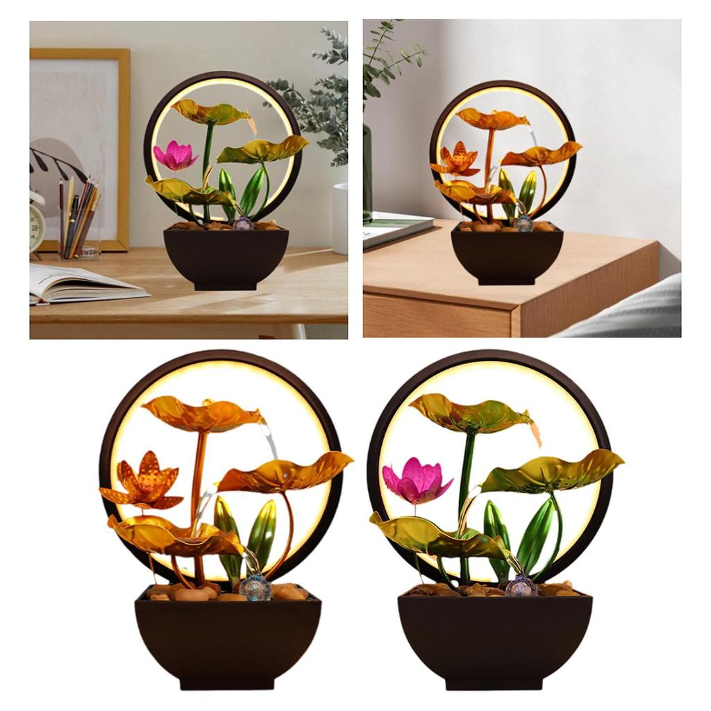 Tischbrunnen mit Licht Sammlerfigur Zimmerbrunnen für Heimdeko Schlafzimmer Büro Innengarten Wohnzimmer