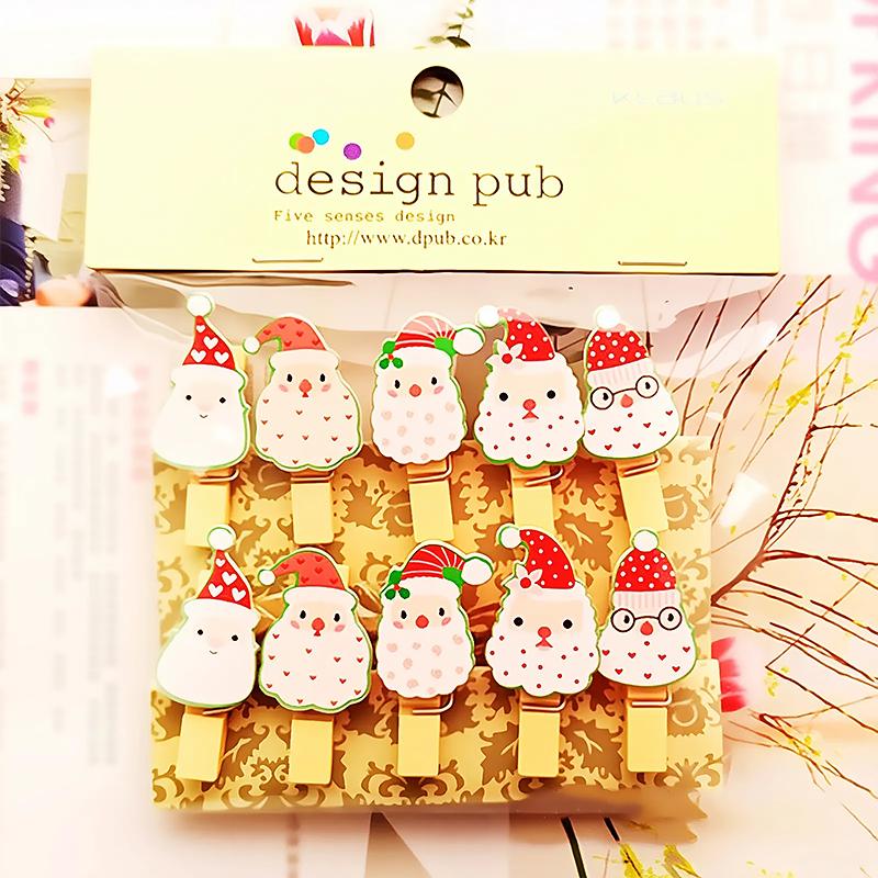 Cartoon Photo Display Decorated Odorless Christmas DIY Festive Atmosphere Gift Embellishment Wooden Clip Creative