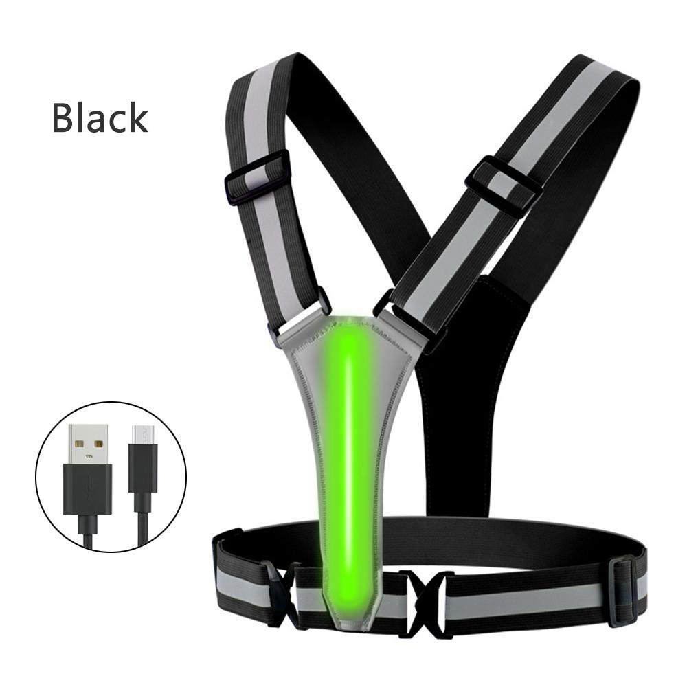 USB Rechargeable LED Reflective Vest Adjustable Waist Shoulder for Women Men Kid