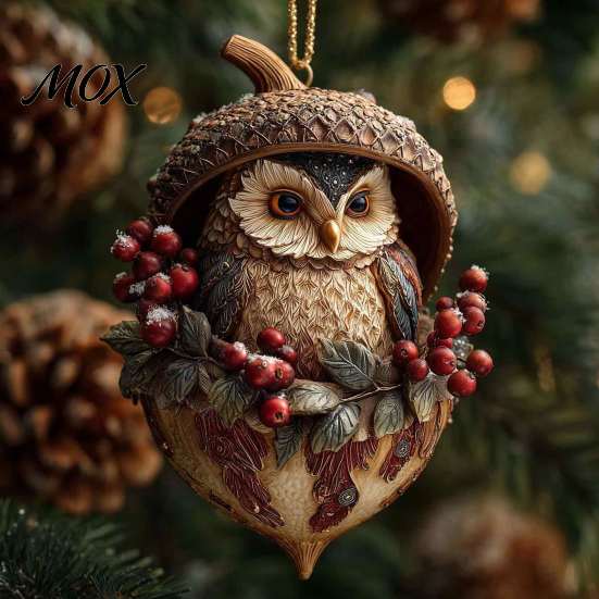 Winter Fairy Tale Tree Baubles Pine Cone Animal Christmas Ornaments, 2D Flat Acrylic Forest Xmas Pendant, Small Exchange Gifts for Cute Hedgehog