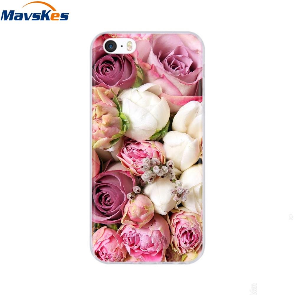 soft tpu case for iPhone 4 4s 5 5s SE 6 6s cute cartoon cat flower fashionable silicone phone case cover full protective coque