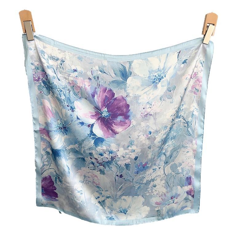 Korean atmosphere simulation silk printing silk scarf neck small square scarf high-end shawl sunscreen headscarf scarf female