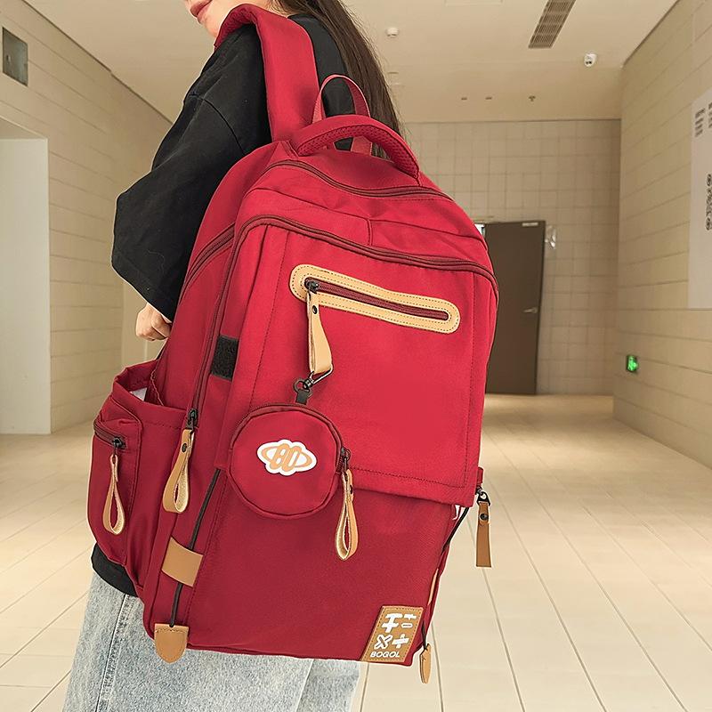 Schoolbag Unisex Kids Black Japanese Leisure Versatile Commuter Travel Large Capacity Student School Bag Backpack Junior High School High School Computer Bag