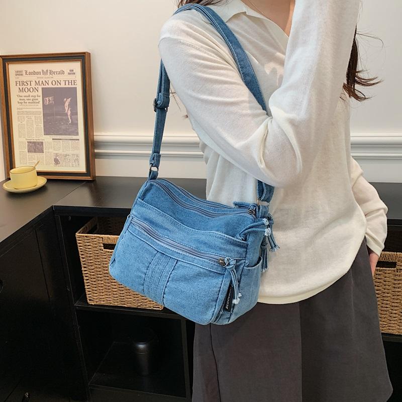 Denim Mobile Phone Bag Women's Shoulder Crossbody Bag Multi-Compartment Small Square Bag