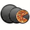 4Pcs Non-Stick Pizza Pan with Perforated Holes Heavy-Duty Round Barbecue Grill Pan Heat-Resistant Multipurpose