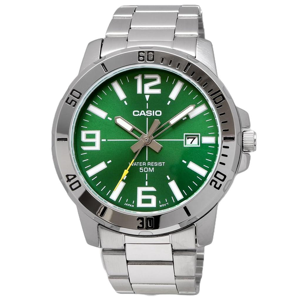 CASIO Standard Analog Quartz Men's Watch MTP-VD01D-3BV Metal Band Green Overseas Model