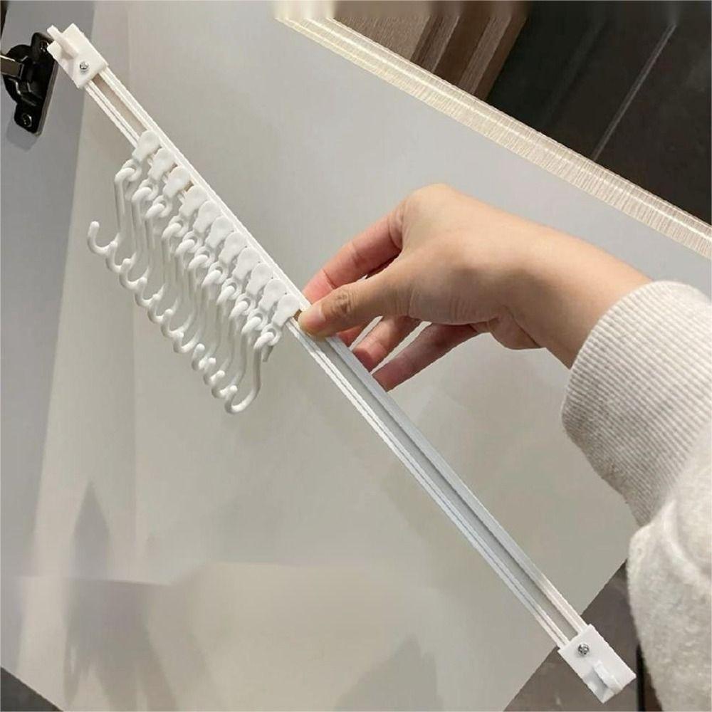 Non Punching Long Row Hook Plastic Cabinet Hook Multifunctional Track Row Hooks Kitchen