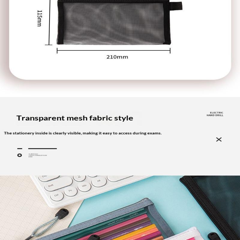 Mesh Pencil Pouches With Transparent Design And Durable Zipper Perfect For School Exams Office Daily Storage