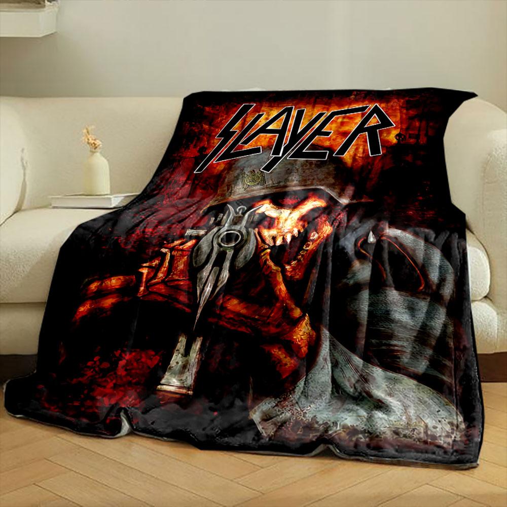 A skeletal soldier aiming a rifle in a fiery, dark apocalyptic backdrop. for all seasons blanket lunch break throw gift